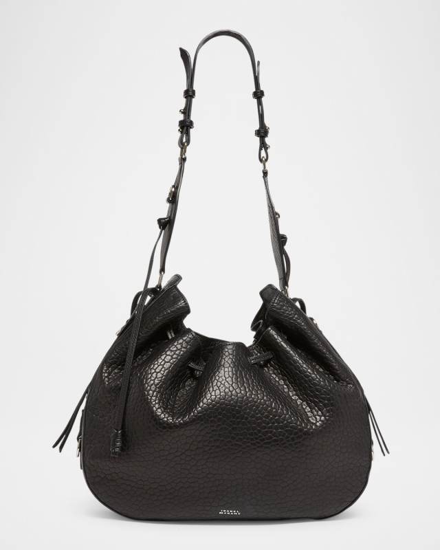 Bolton Pebble Leather Drawstring Hobo Bag